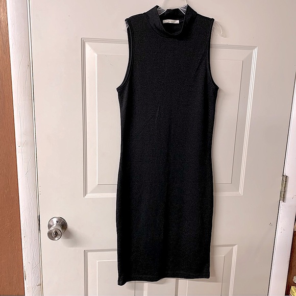 Zara Trafaluc EUC Black Sleeveless Mock Neck Bodycon Dress size M - Picture 3 of 7